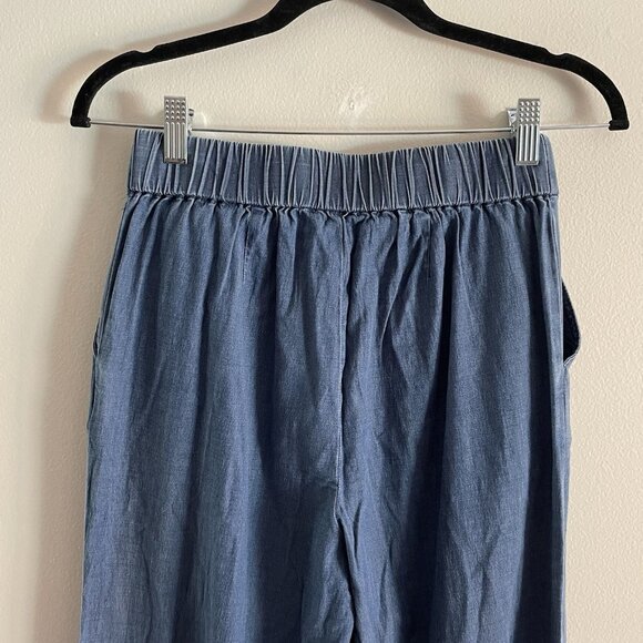 Isaac Mizrahi Live Sz XXST Bridgehampton Chambray Lace Trim Wide Leg Pants NWT - Picture 8 of 12